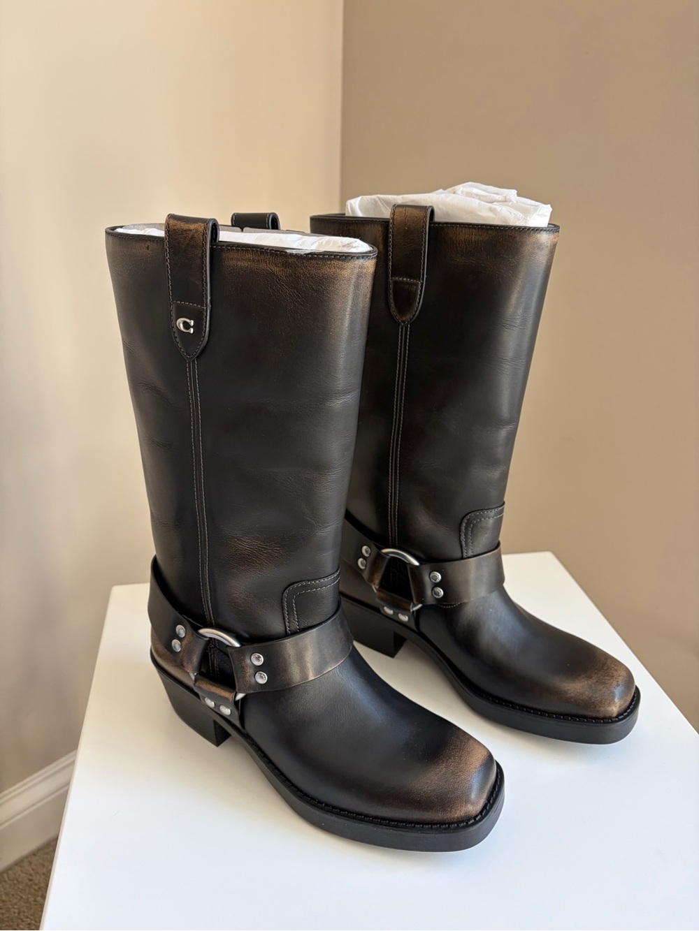 Coach Harness Loved Leather Pull On Boot Size 7 New In Box